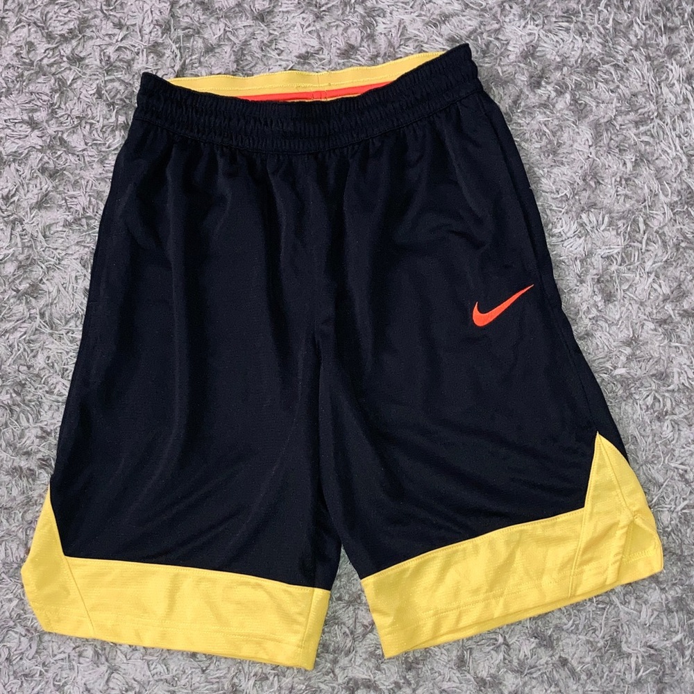 Nike Black dri-fit Shorts black & Yellow orange check men’s small basketball